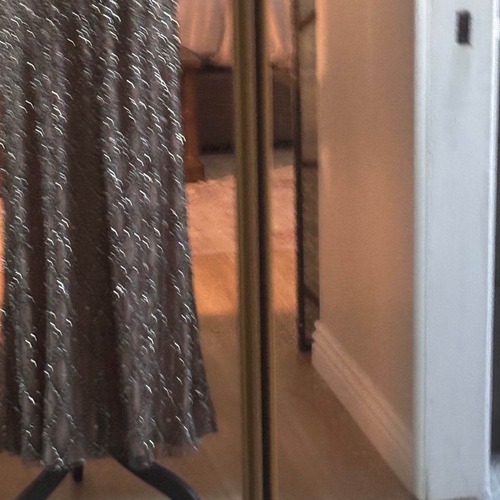 Adrianna Papell Silver Sequin Prom Dress